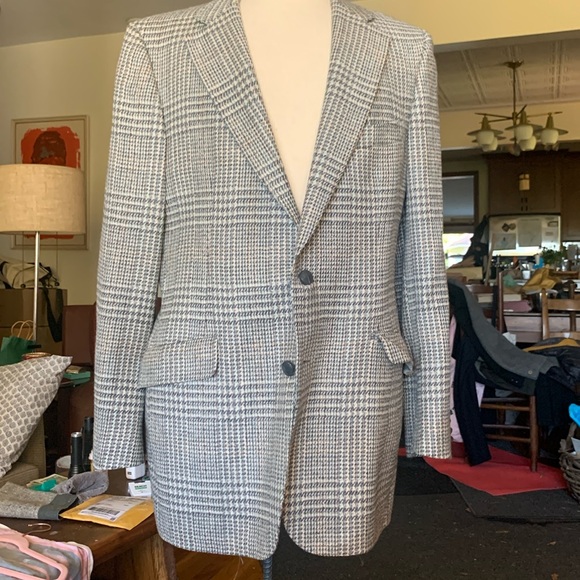 LANVIN PARIS PRINCE OF WALES GLEN PLAID CHECK SCOTLAND WOOL BLAZER SPORTCOAT - Picture 3 of 14